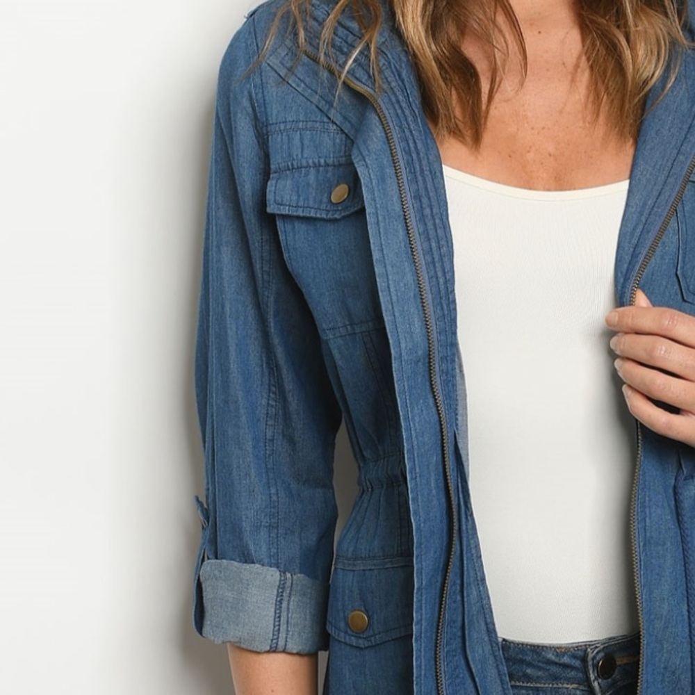 Brand New Boutique Cotton Denim Hooded Jacket - Picture 5 of 6